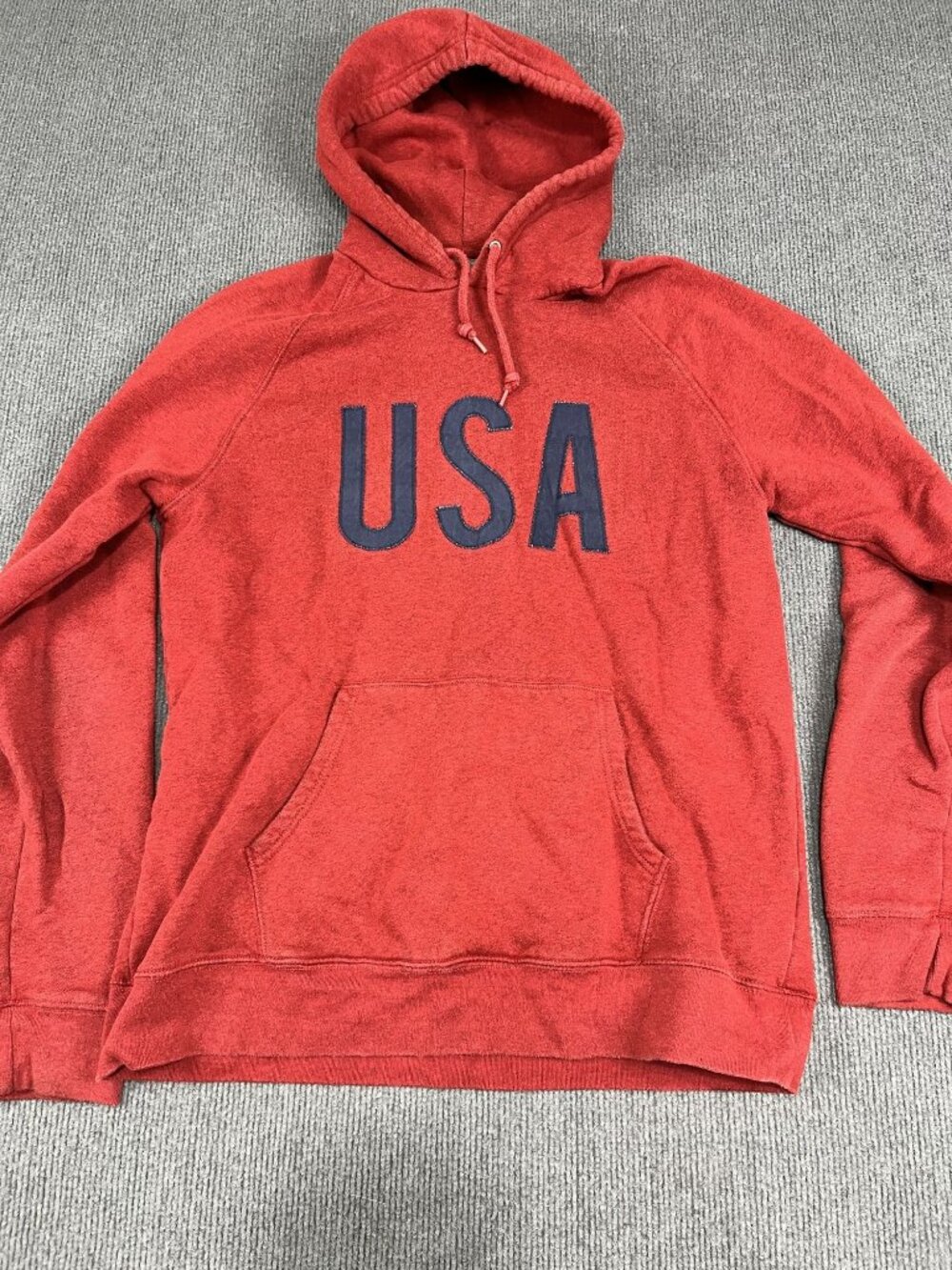 Old Navy Mens XL Red USA Pullover Hoodie Sweatshirt